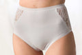 Slip donna midi classica a vita alta in cotone elasticizzato con inserto in pizzo sul fianco, confezione 3 pezzi, bianco