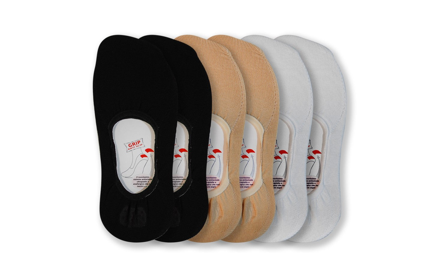 Calzini fantasmini unisex - salvapiede con Silicone antiscivolo sul tallone, in filo di scozia, confezione da 6 paia