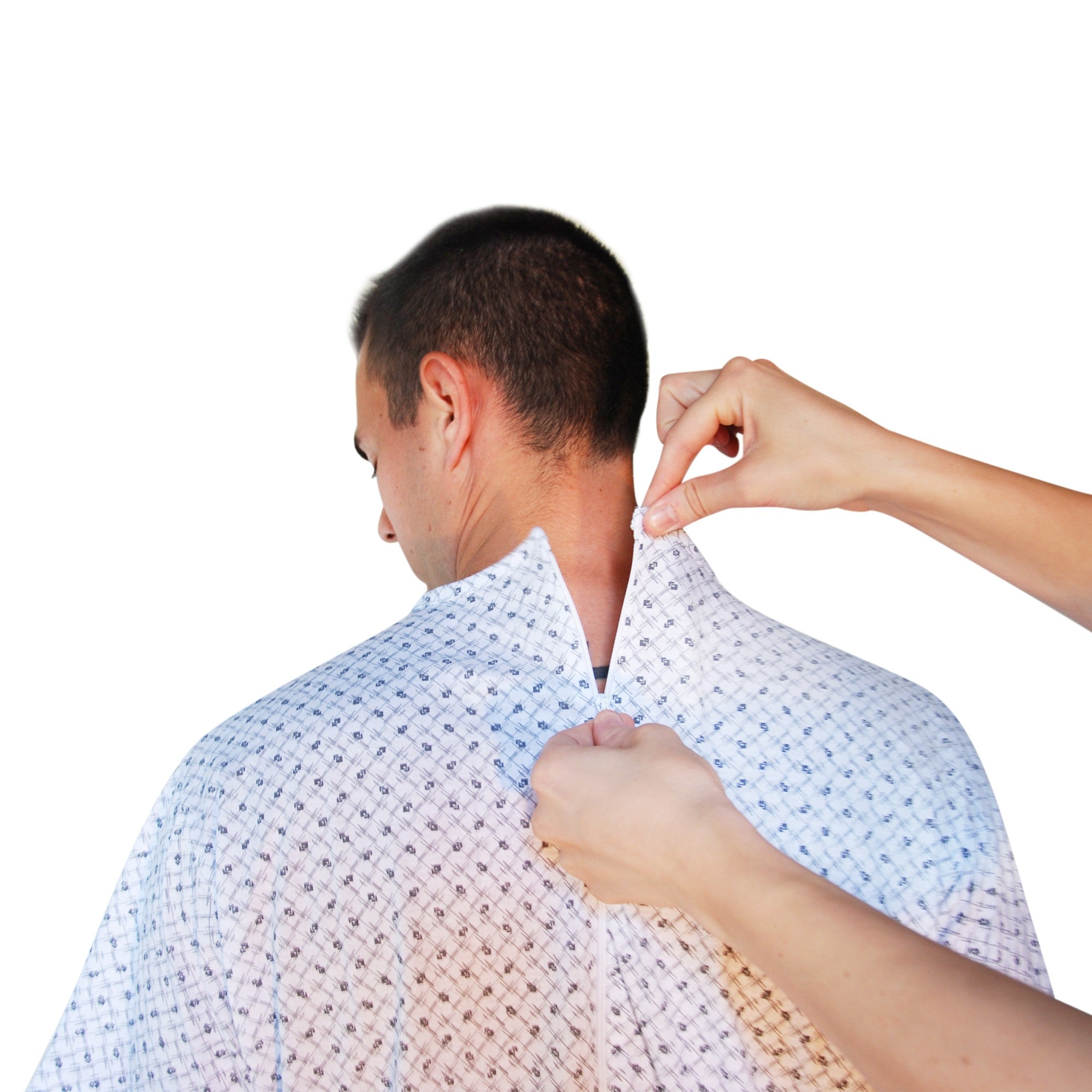 Pigiama sanitario uomo intero, in cotone leggero a maniche corte, con zip posteriore, adatto per anziani e lungodegenti