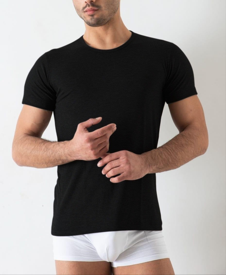 2 Maglie intime uomo in cotone elasticizzato modello a girocollo