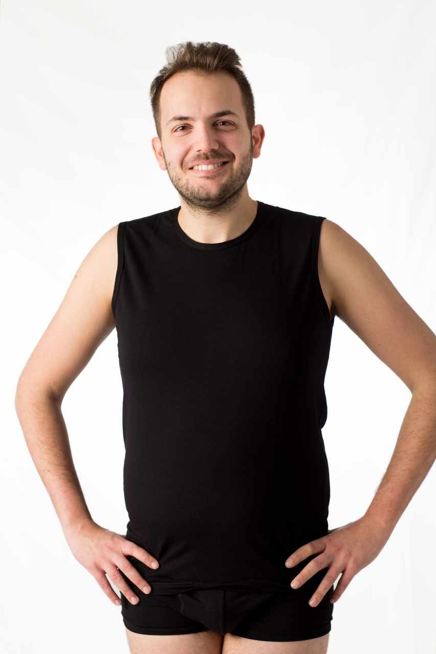 Smanicato conformato per uomo a girocollo in puro cotone , disponibile fino alla 10XL, colore bianco o nero
