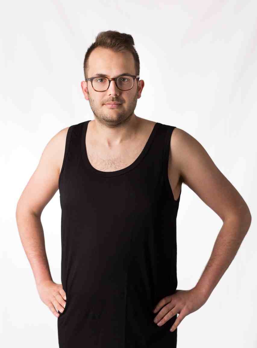 Canotta conformata a spalla larga, per uomo, modello a girocollo, in puro cotone, disponibile fino alla taglia 10XL.