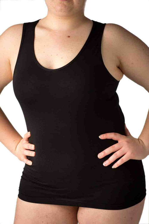 2 Canotte conformate a spalla larga, per donna, in puro cotone anallergico e traspirante