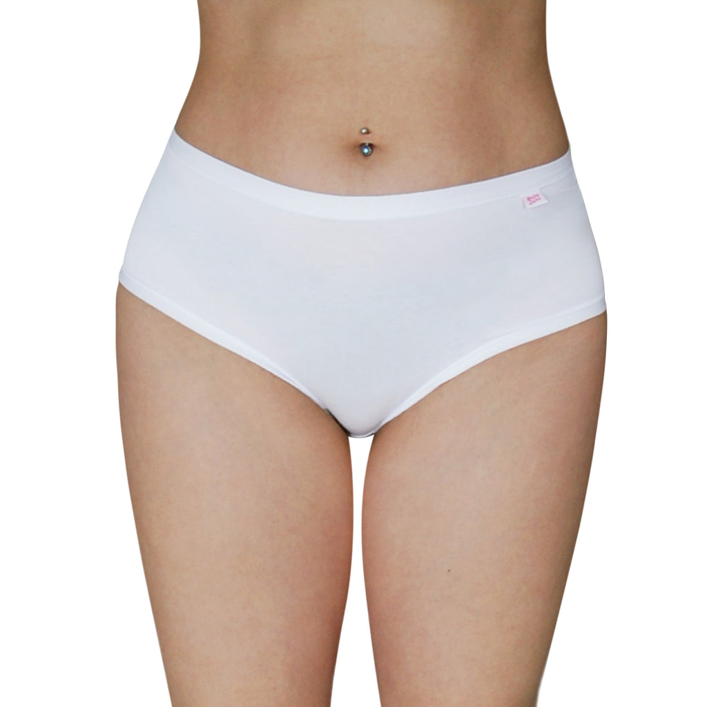 Slip donna midi classica a vita alta in cotone elasticizzato, confezione da 3 pezzi