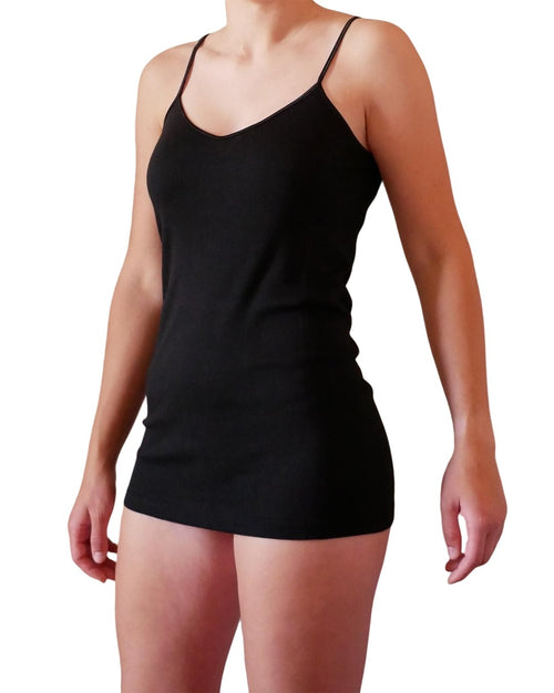 2 Canotte da donna a spalla stretta in 100% cotone con spallina in raso