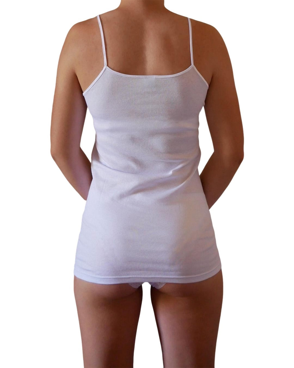 2 Canotte da donna a spalla stretta in 100% cotone con spallina in raso