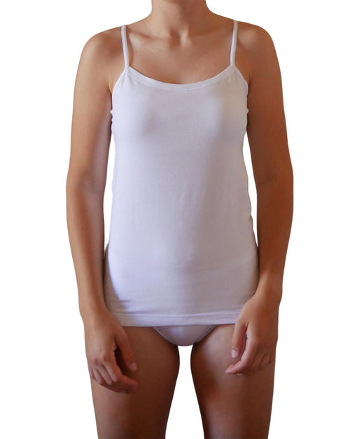 Canotta donna a spalla stretta in cotone elasticizzato, confezione da 2 pezzi