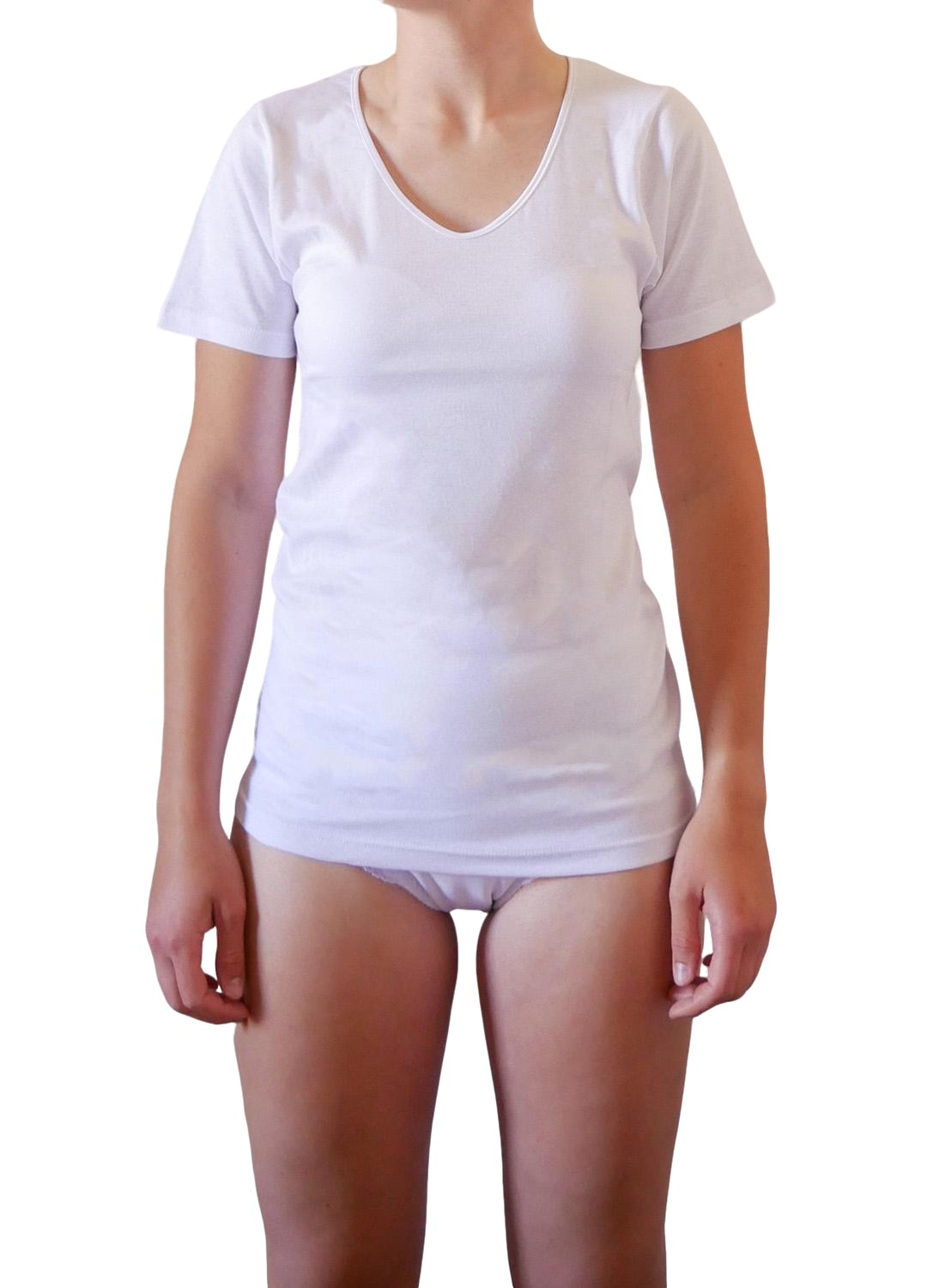 Maglia intima donna a mezza manica, in 100% cotone, confezione da 2 pezzi