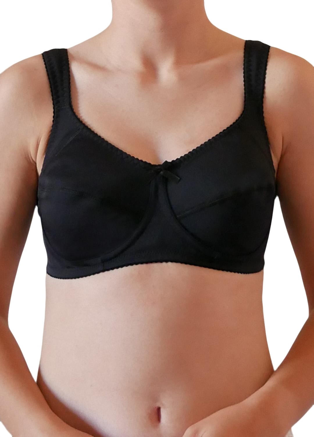 Reggiseno senza ferretto liscio a spalla larga , in microfibra esternamente e cotone internamente