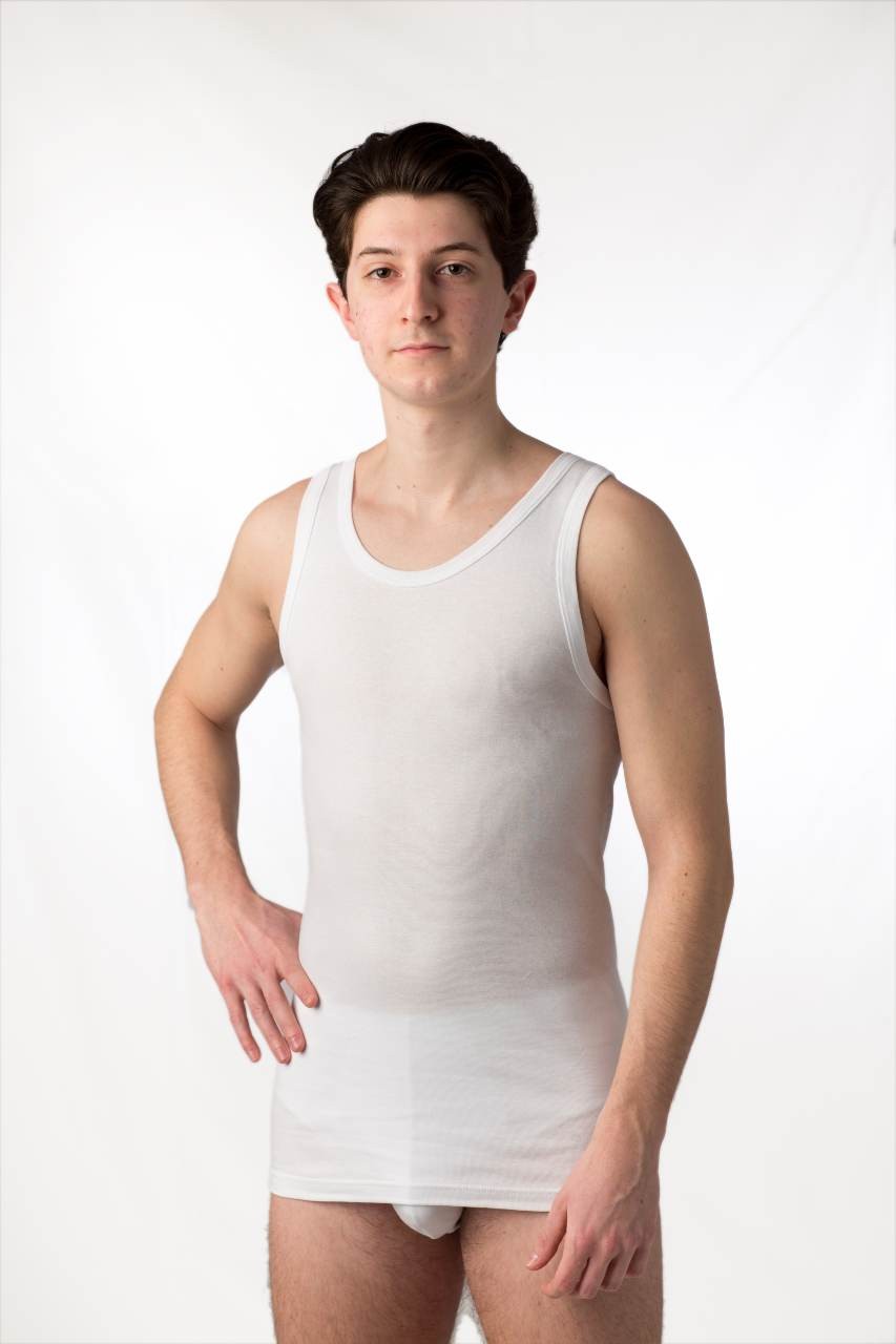 2 Canotte uomo in 100% cotone a maglia rasata