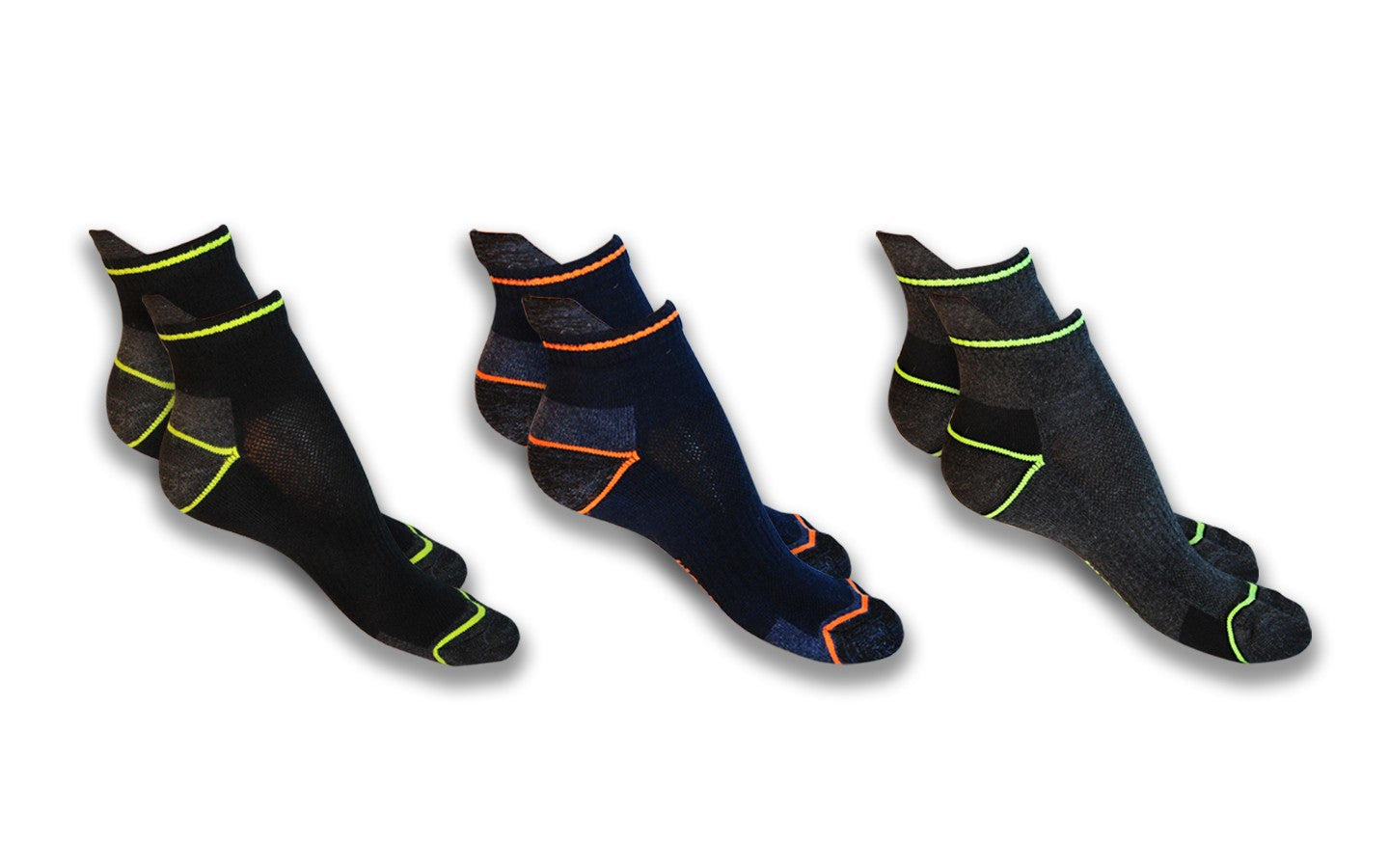 6 o 12 Paia di Calzini uomo da lavoro corti alla caviglia, in cotone, con rinforzi su punta e tallone