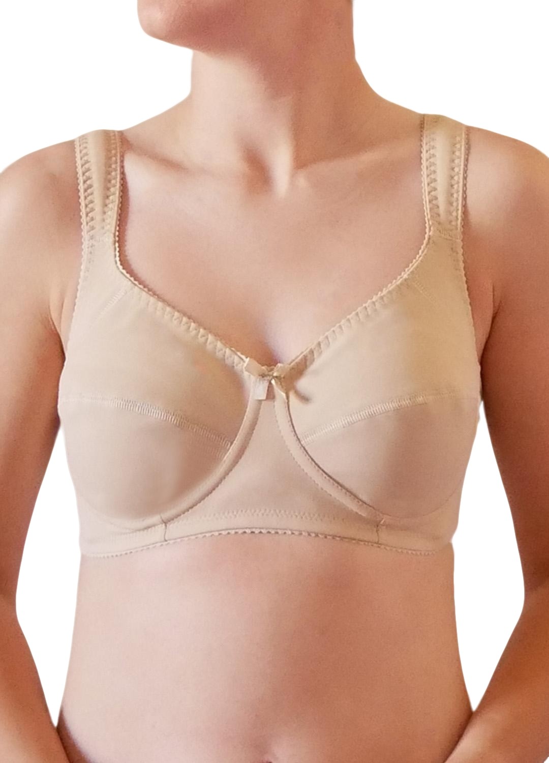 Reggiseno senza ferretto liscio a spalla larga , in microfibra esternamente e cotone internamente