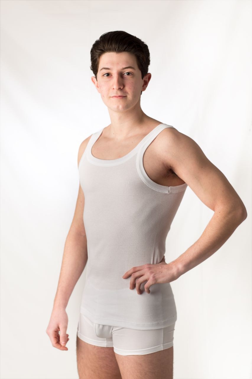 2 Canotte uomo a coste in 100% cotone, con spalla stretta