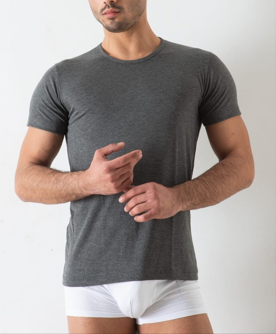 2 Maglie intime uomo in cotone elasticizzato modello a girocollo