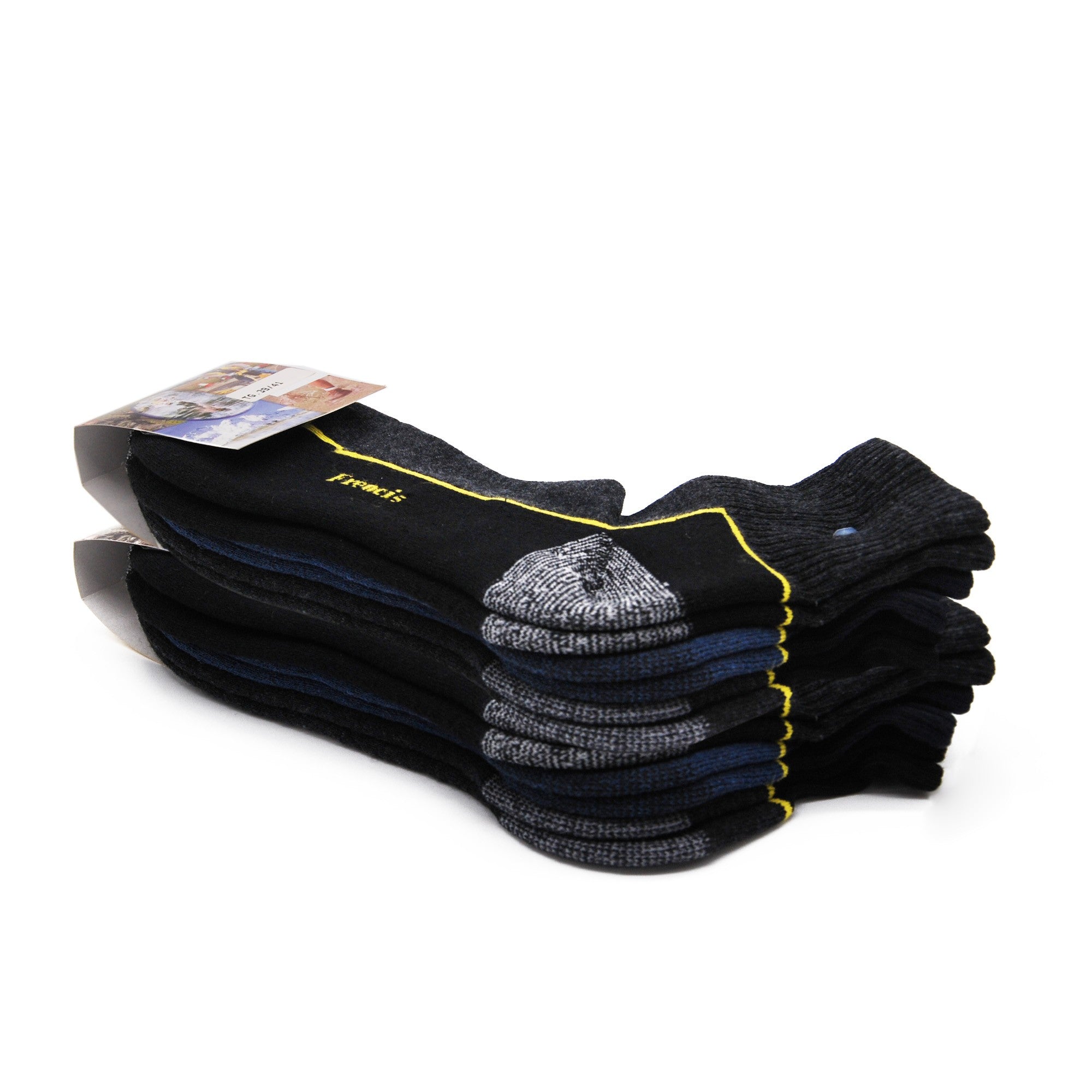 Calzini uomo da lavoro corti alla caviglia, in cotone, con rinforzi su punta e tallone, ideali per scarpe antinfortunistiche