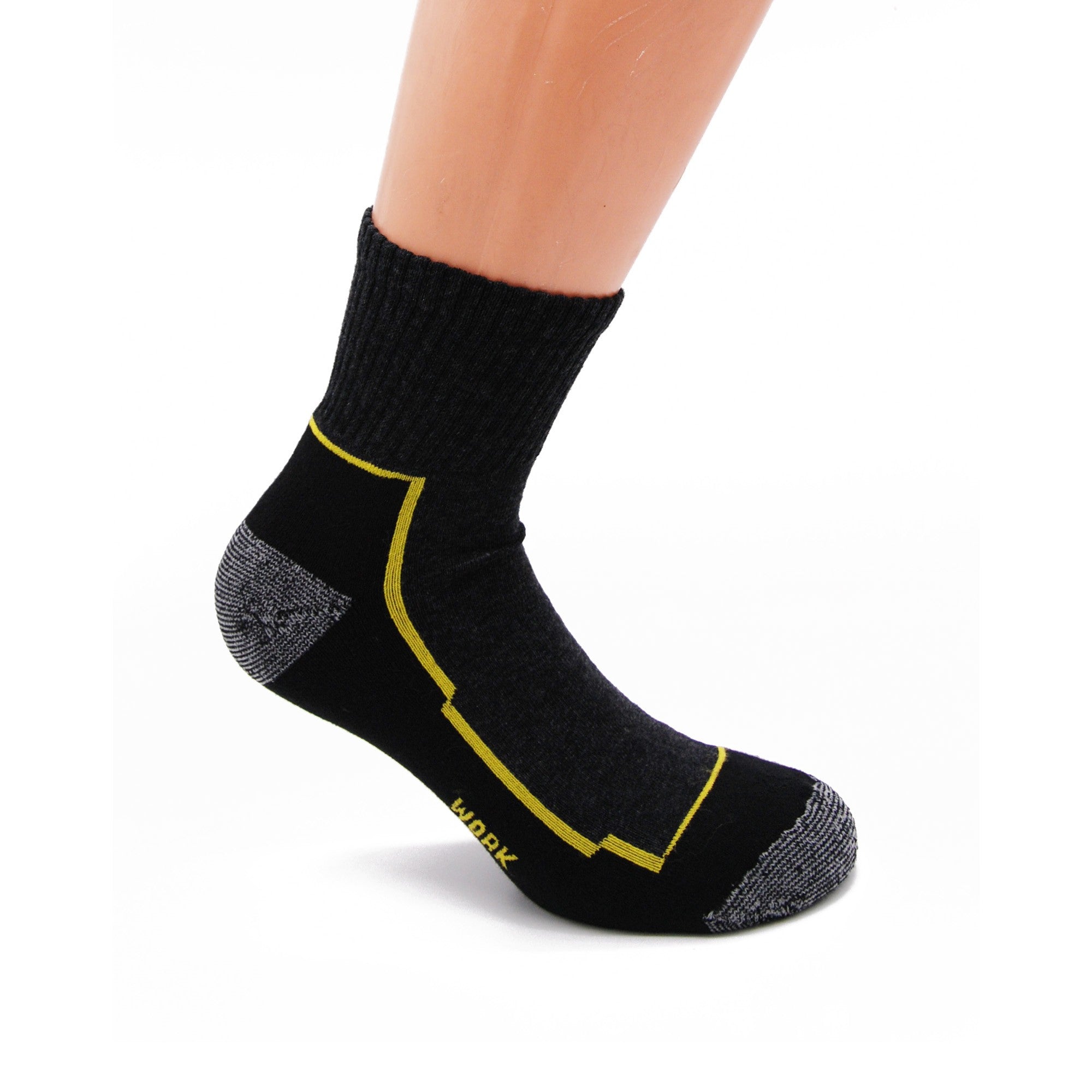 Calzini uomo da lavoro corti alla caviglia, in cotone, con rinforzi su punta e tallone, ideali per scarpe antinfortunistiche