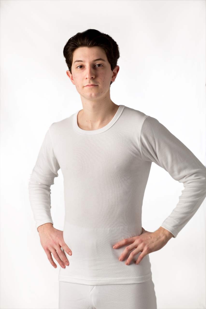 Maglia intima uomo a manica lunga in lana / cotone, confezione da 2 pezzi
