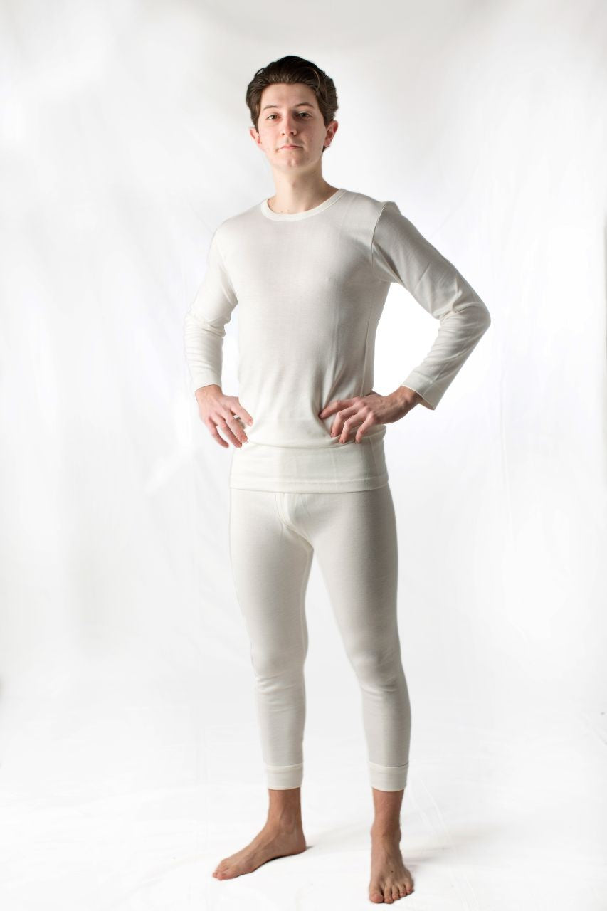 2 Maglie intime uomo a manica lunga in lana / cotone