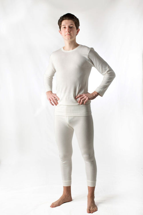 2 Maglie intime uomo a manica lunga in lana / cotone