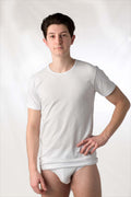 Maglia a manica corta da uomo, modello a girocollo in cotone Interlock / caldo cotone, confezione da 2 pezzi