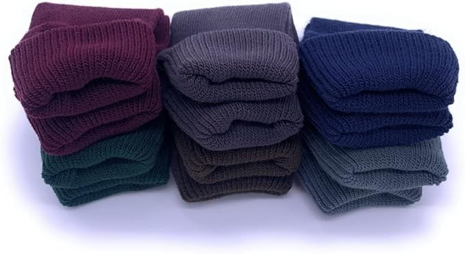 6 Paia di Calzini corti in lana con elastico a risvolto morbido, taglia unica, assortiti scuri