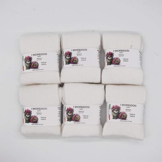 6 Paia di Calzini corti in lana con elastico a risvolto morbido, taglia unica, colore bianco o nero