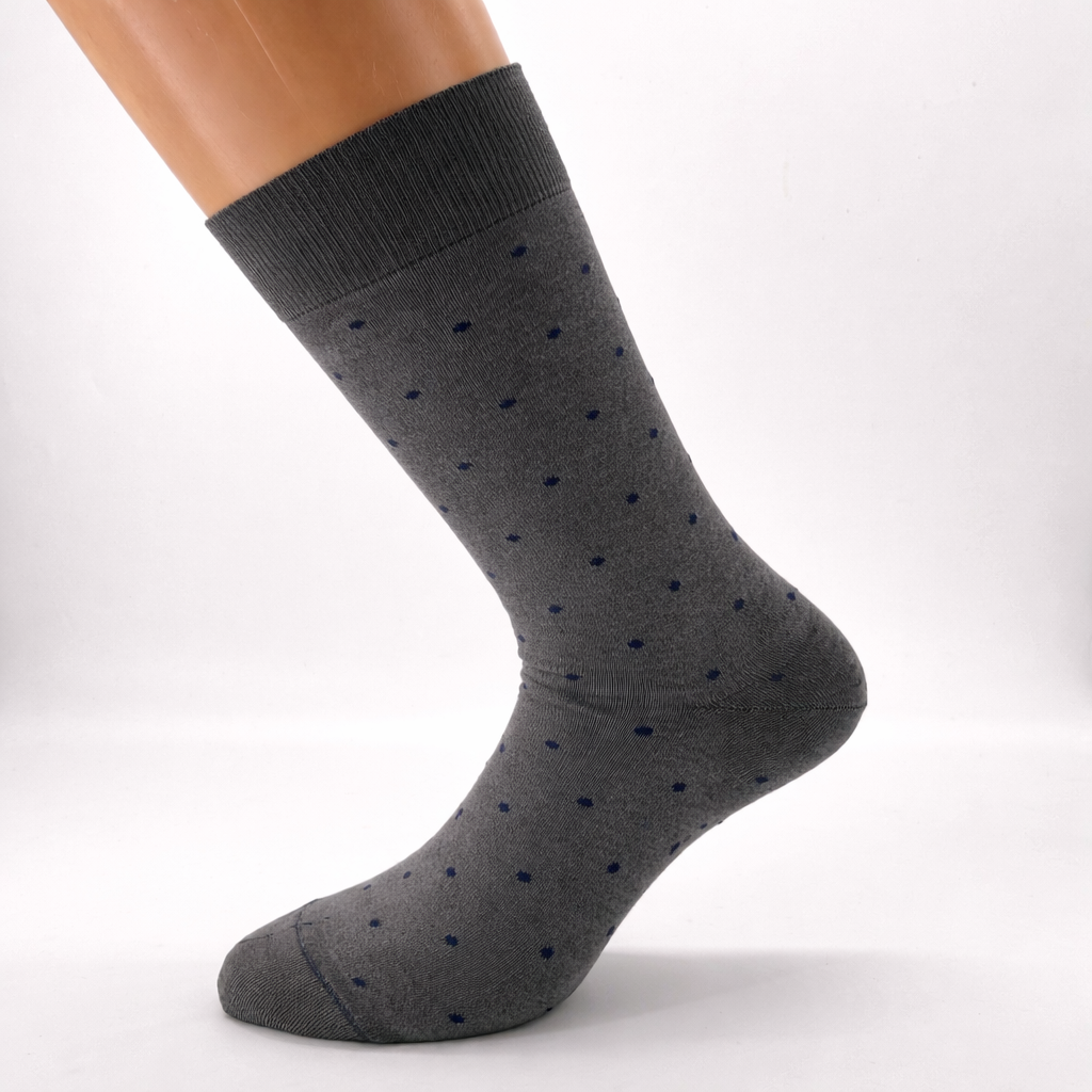 Calzini Uomo Fantasia Pois e Righe Scuri in Cotone Elasticizzato  – Corti al Polpaccio, Made in Italy