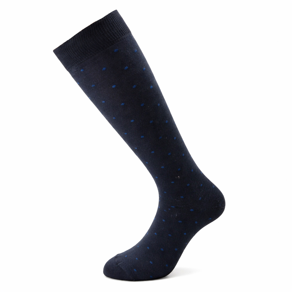 Calzini Uomo Lunghi al Ginocchio Fantasia Pois e Righe in Cotone Elasticizzato – Eleganti, Made in Italy (6 Paia)