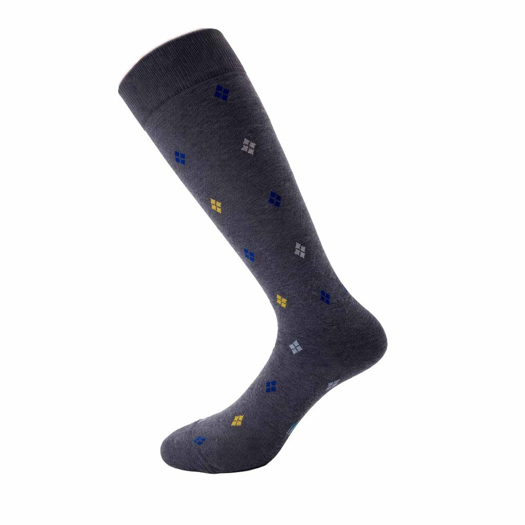 Calzini Uomo Lunghi al Ginocchio Fantasia Rombi in Cotone Elasticizzato – Eleganti, Made in Italy (6 Paia)