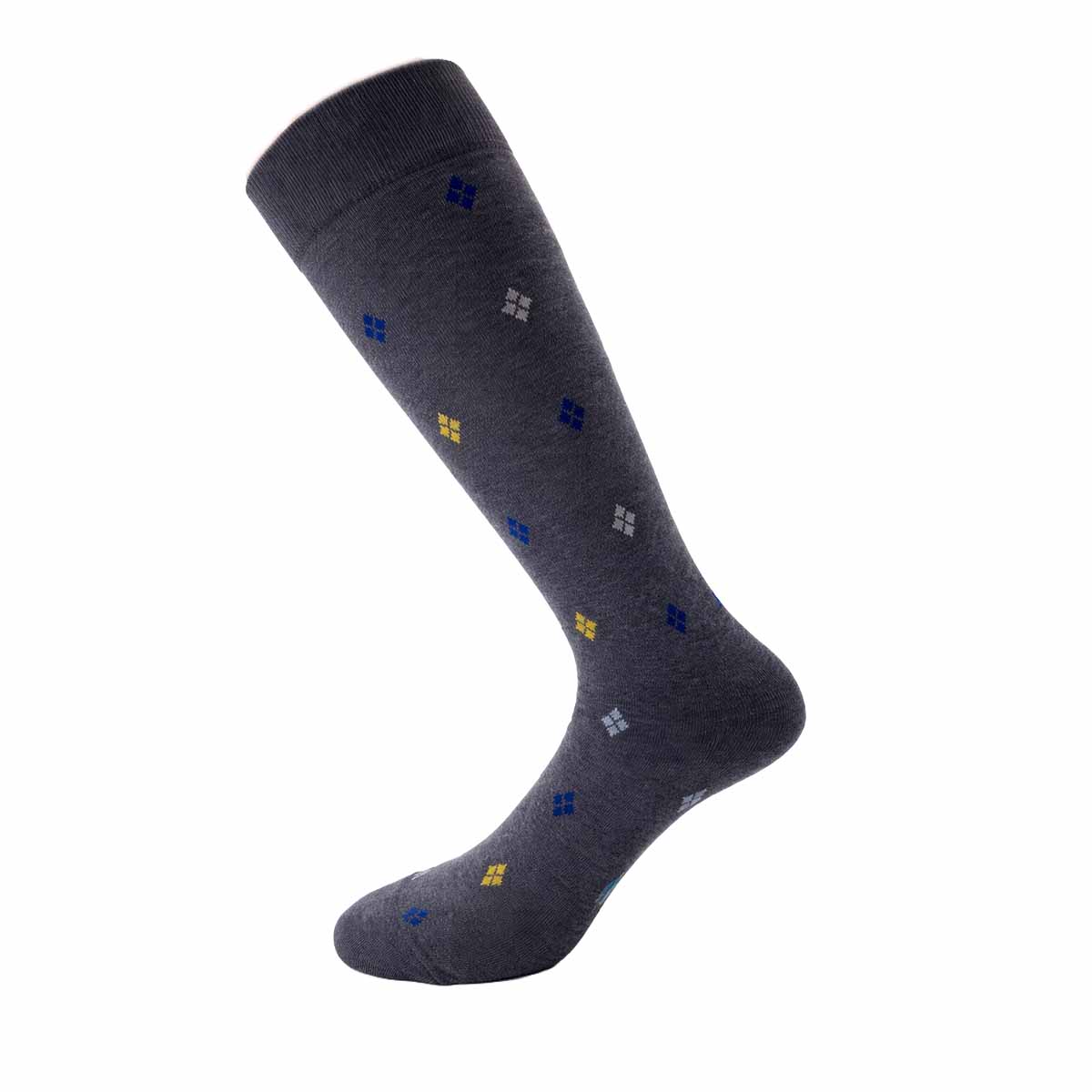 Calzini Uomo Lunghi al Ginocchio Fantasia Rombi in Cotone Elasticizzato – Eleganti, Made in Italy (6 Paia)