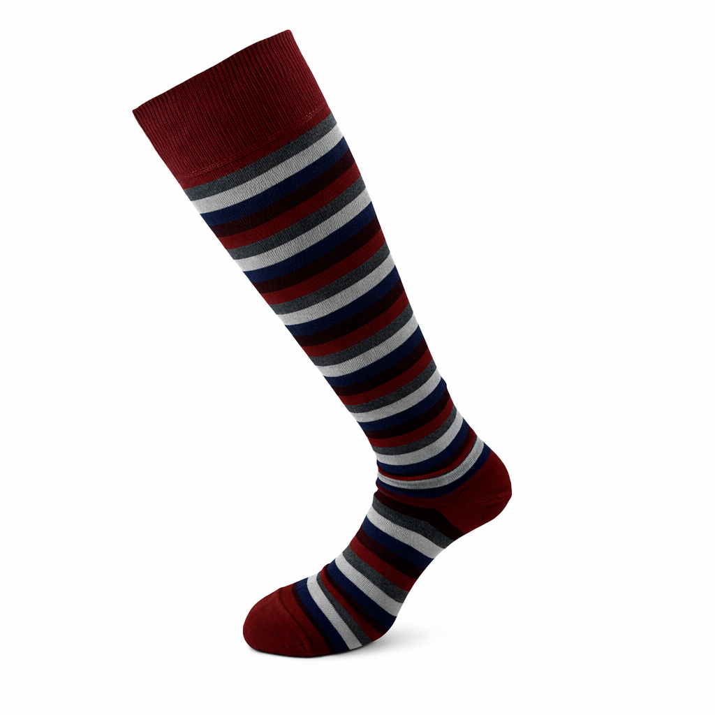 Calzini Uomo Lunghi al Ginocchio a Righe Larghe Colorate in Cotone Elasticizzato – Eleganti, Made in Italy (6 Paia)