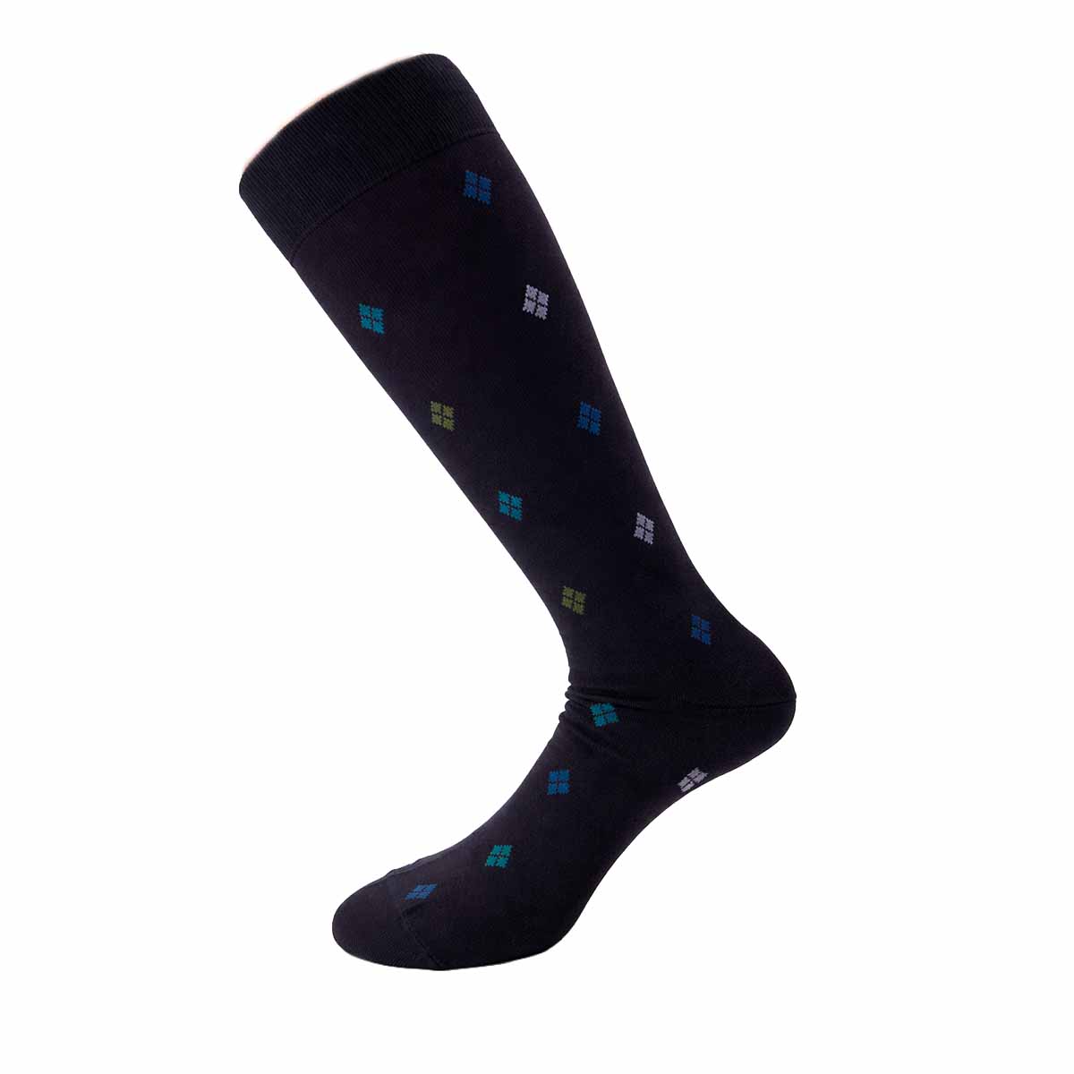 Calzini Uomo Lunghi al Ginocchio Fantasia Rombi in Cotone Elasticizzato – Eleganti, Made in Italy (6 Paia)