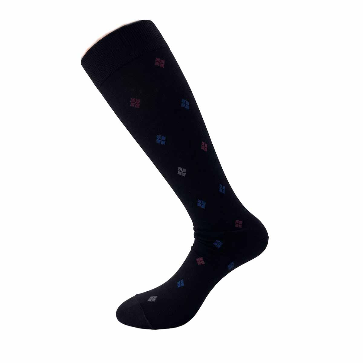 Calzini Uomo Lunghi al Ginocchio Fantasia Rombi in Cotone Elasticizzato – Eleganti, Made in Italy (6 Paia)