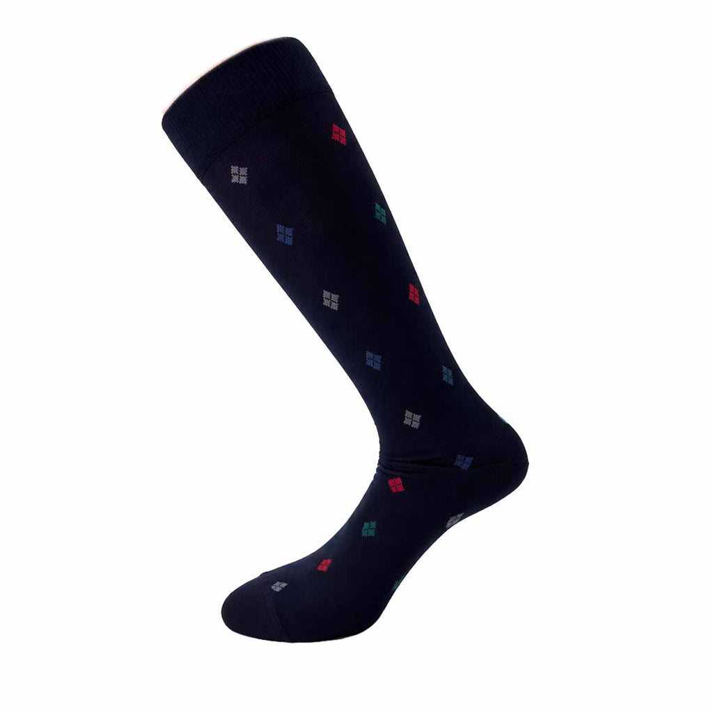 Calzini Uomo Lunghi al Ginocchio Fantasia Rombi in Cotone Elasticizzato – Eleganti, Made in Italy (6 Paia)