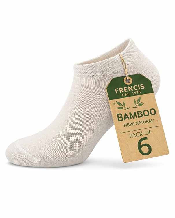 Calzini Fantasmini Bamboo 6 Paia – Morbidi, Traspiranti e Antiodore – Bianco, Nero o Blu